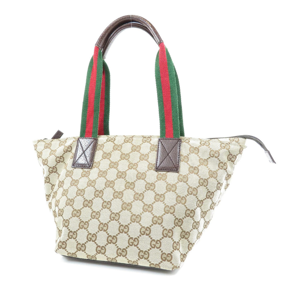 Gucci red Line green Canvas GG web Sherry Tote Bag